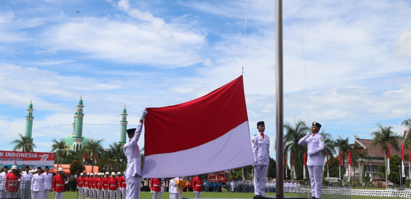 Upacara peringatan ‎Hari Ulang Tahun atau HUT ke-77 Kemerdekaan Republik Indonesia di Kabupaten Kutai Timur (Kutim).