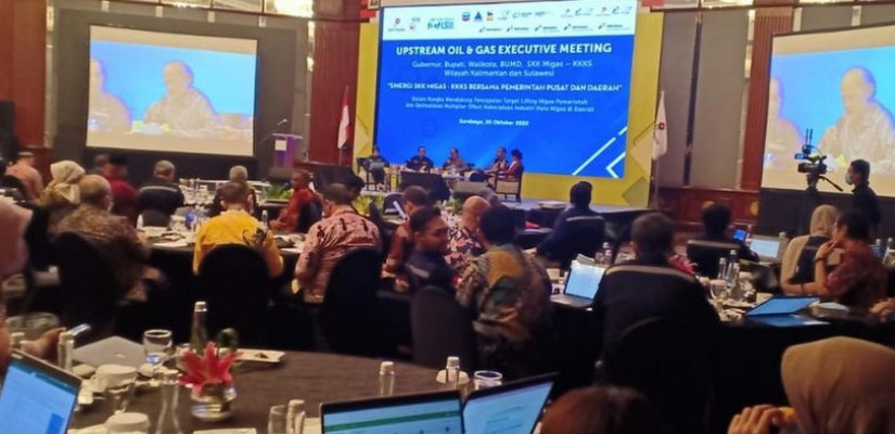 Upstream Oil dan Gas Executive Meeting Gubernur, Bupati, Wali Kota, BUMD, SKK Migas - KKKS Wilayah Kalimantan dan Sulawesi di JW Marriot Hotel Surabaya, Kamis (20/10/2022).