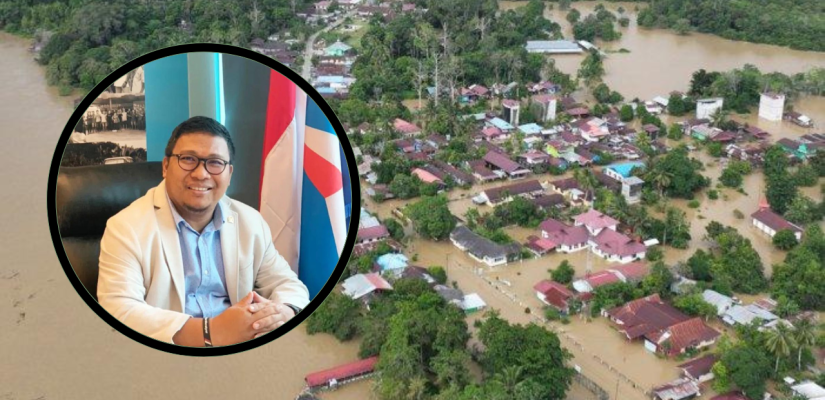 Banjir besar merendam area pemukiman warga di Kabupaten Mahulu dan Kubar pada Mei 2024. (istimewa)