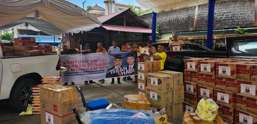 Bantuan sembako yang berhasil dikumpulkan tim relawan Isran-Hadi.