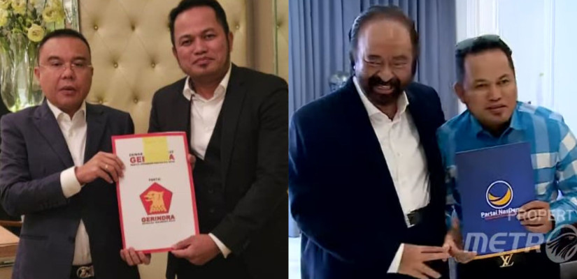 Penyerahan rekom partai Gerindra dan Nasdem yang diterima langsung oleh Rudy Mas'ud. (IST)