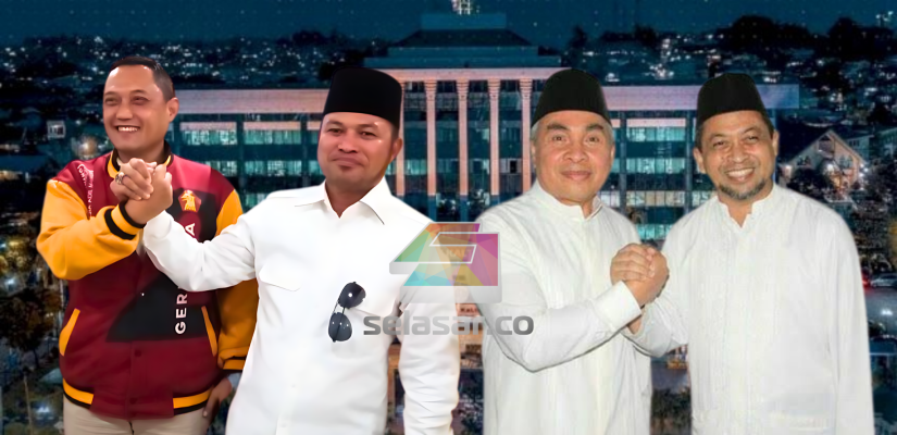 Dua pasangan bakal calon peserta Pilkada Kaltim 2024, Rudy Masud-Seno Aji dan Isran Noor-Hadi Mulyadi. Foto:selasar.co