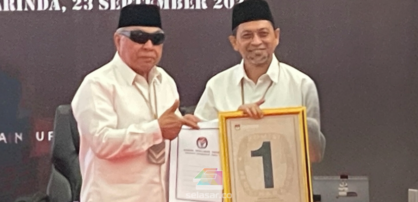 Isran Noor dan Hadi Mulyadi saat mendapat nomor urut 1 untuk Pilkada Kaltim 2024. (SELASAR/YOGHY)