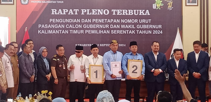 Pencabutan nomor peserta Pilkada Kaltim 2024. (Media Center KPU Kaltim)