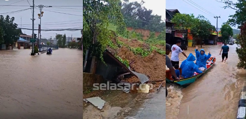Hujan menggenangi hampir seluruh jalan di Kota Samarinda dan sekitarnya.