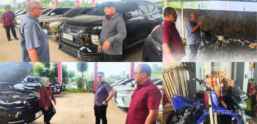 KPK saat melakukan peninjauan kendaraan sitaan di Rupbasan Samarinda. (foto/rupbasansamarinda)