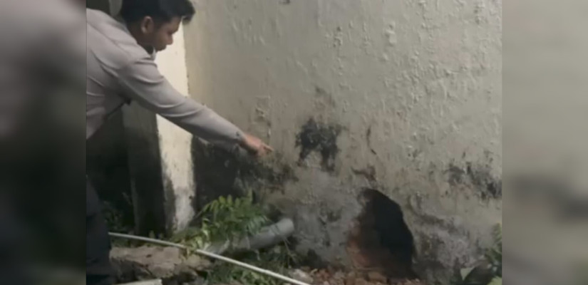 Dinding Ruang Tahanan Polsek Samarinda Kota yang dijebol 15 Tahanan. (Istimewa)