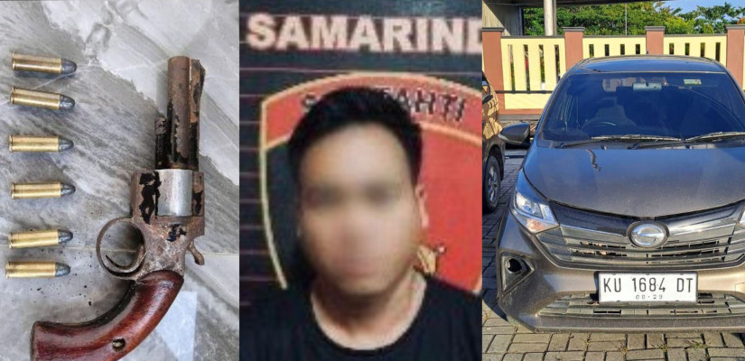 Terduka pelaku yang beserta alat bukti yang diamankan Polresta Samarinda. (foto: Humas Polresta Samarinda)