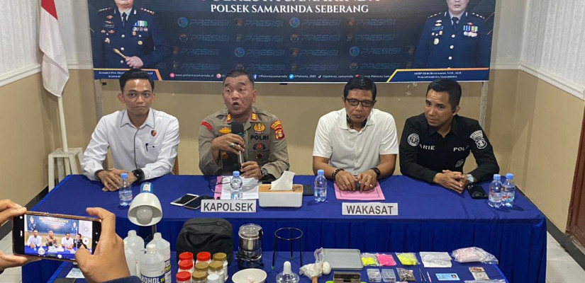 Konferensi pers pengungkapan kasus narkotika oleh Polsek Samarinda Seberang. (foto: selasar/rio)