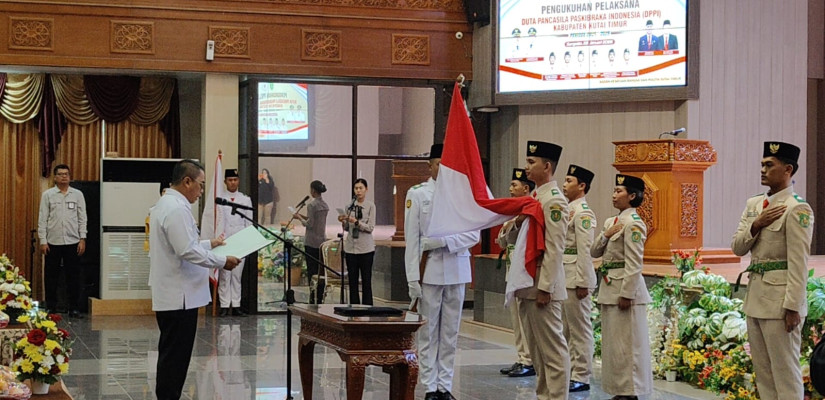 Pengukuhan Pelaksana Duta Pancasila Paskibraka Indonesia (DPPI) Kabupaten Kutai Timur periode 2025–2029. (foto: selasar/bonar)