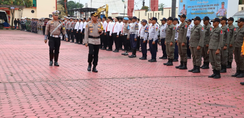 Apel Gelar Pasukan di Mapolres Kutim, Ratusan Personel Gabungan Siap Kawal Arus Mudik Idulfitri 1447 Hijriah