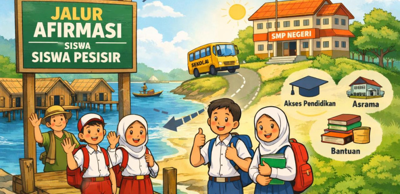 Ilustrasi calon peserta didik dari pesisir melalui jalur afirmasi pada SPMB 2026. (ChatGPT)